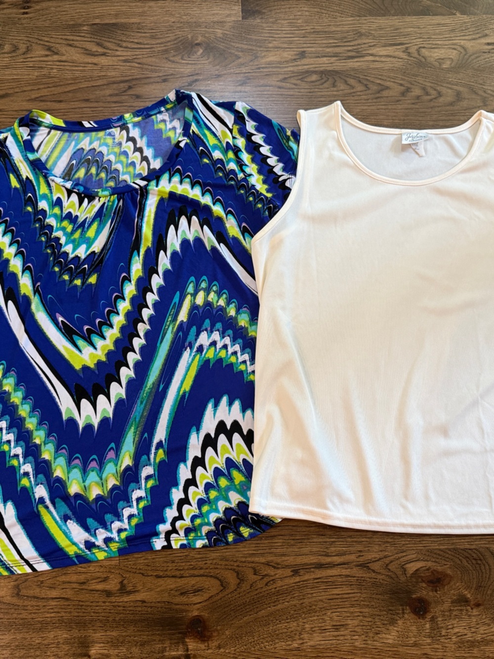 Worthington Multi-Pattern Blouse with Lily White Ivory Tank Size L
